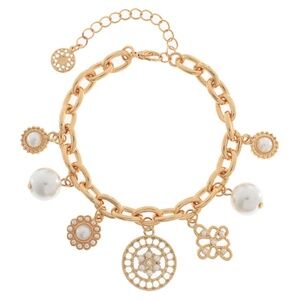 Pearl Multi Charm Dangle Bracelet